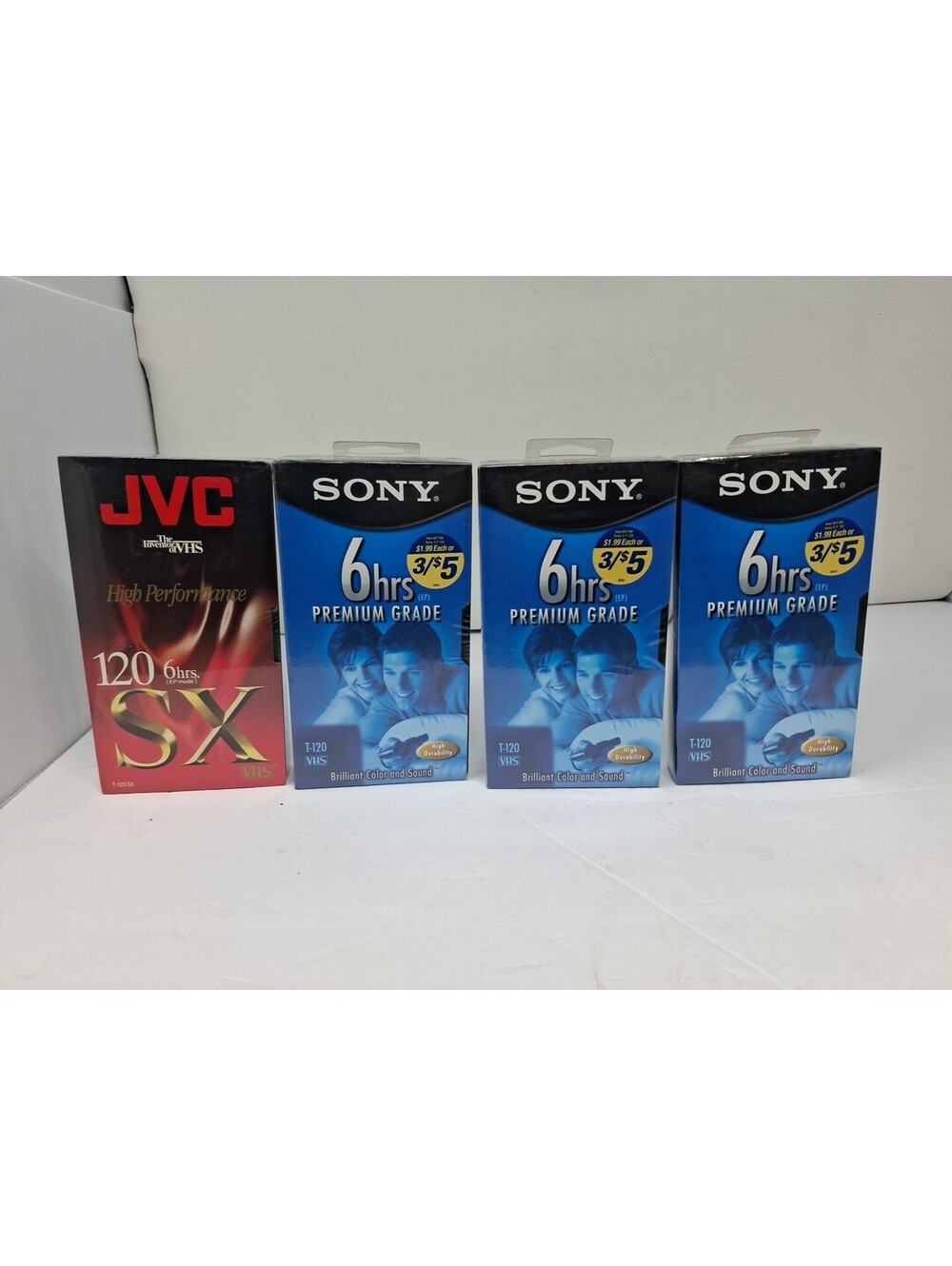 3 Sony + 1 Jvc 6hrs Premium Grade VHS Tapes Lot Of 4